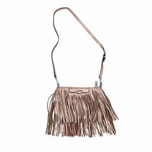 Rebecca Minkoff Rose Gold Leather Fringe Crossbody Bag Purse